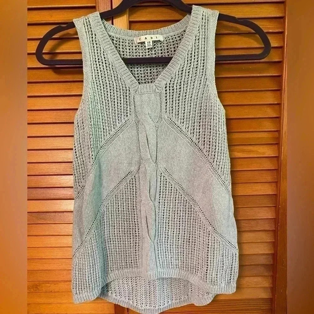 Cabi Sleeveless Pullover Sweater Vest, Light Blue in Size XS Silk & Linen Blend